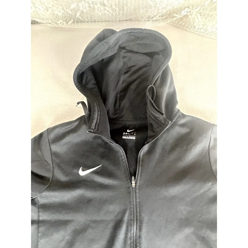 Nike Dri-Fit Full Zip Hoodie Kids Medium Black Performance Sweatshirt 872691-010